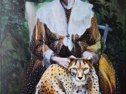 Emma turning into a cheetah, 40/60, acrylics/canvas, 2021